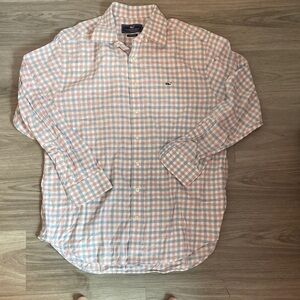 Vineyard Vines Men's Pink and Blue Plaid Shirt